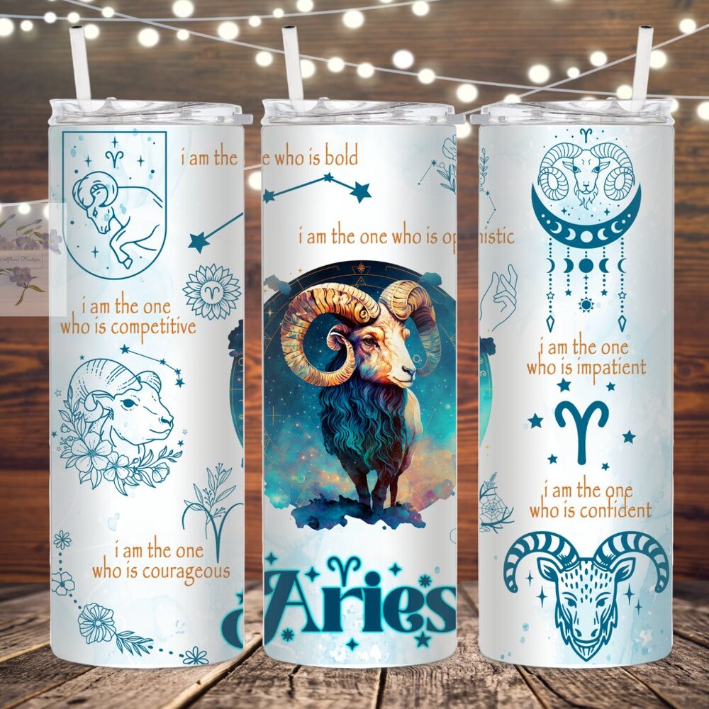 Aries Zodiac Sign Metal Insulated Tumbler
